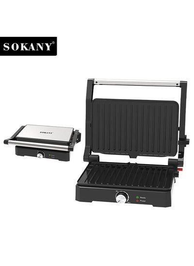 Buy Family Health Grill, Panini Grill, Steak Machine, 1500 Watts, Non-Stick & 180° Full Flat Grill, Temperature Control, SK-08026 Black in Saudi Arabia