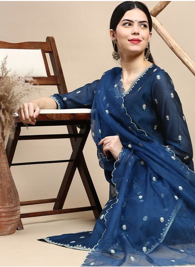 Buy All Over Embroidered Kurta & Pocket Detail Pant with Dupatta Set in Saudi Arabia