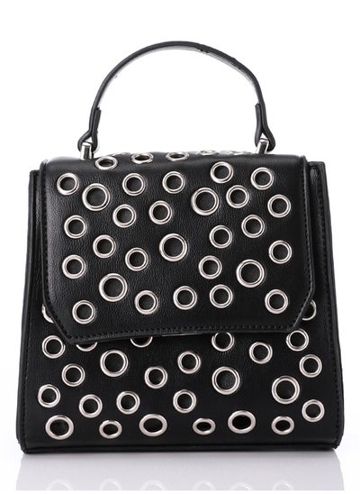 Buy Perforated Mini Leather Black Crossbody Bag in Egypt