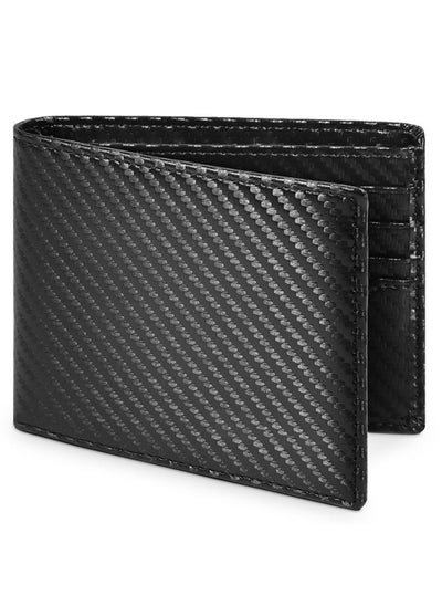 اشتري European And American Hot New Carbon Fiber Pattern Multi-function Short Coin Bag Wallet Rfid Anti-theft Brush Genuine Leather Men's Wallet في السعودية