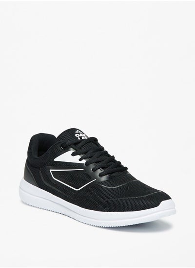 Buy Textured Low-Ankle Sneakers with Lace-Up Closure in UAE