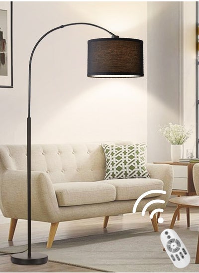 Buy Floor Lamp for Living Room with Remote Control,Modern Arc-shaped standing Lamp  with Dimmable 12W Led Bulb,Curved Tall Lamp with Marble Base,183*38cm Adjustable Height,Black in Saudi Arabia