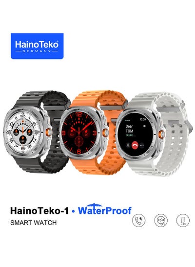 Buy 1 Ultra Waterproof Smartwatch With AMOLED Display and 3 Pair Straps For Men Silver in UAE