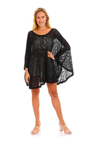 Buy Loose Wide Round Neck Slip On Cover-up - Black in Egypt