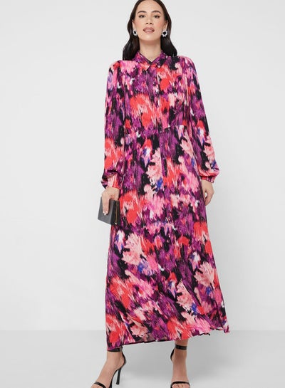 Buy Puff Sleeve Graphic Print Dress in Saudi Arabia