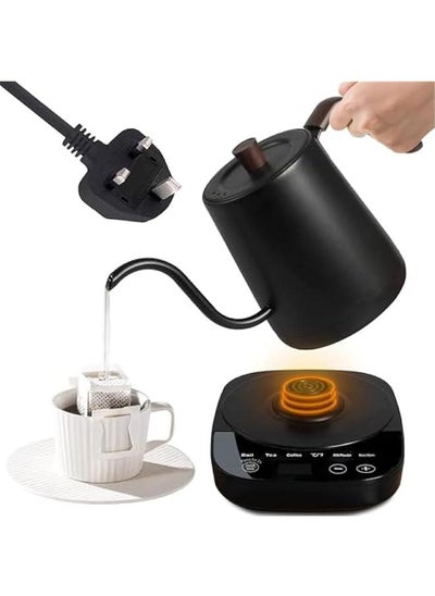 Buy Electric Gooseneck Kettle, 900ml Ultra Fast Boiling Hot Water Kettle, Stainless Steel Electric Kettle, Automatic Temperature Control and Constant Temperature, 1000W Rapid Heating (Black) in Saudi Arabia