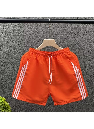 Buy Summer Quick-Dry Shorts Mens Casual Striped Orange Red in Saudi Arabia