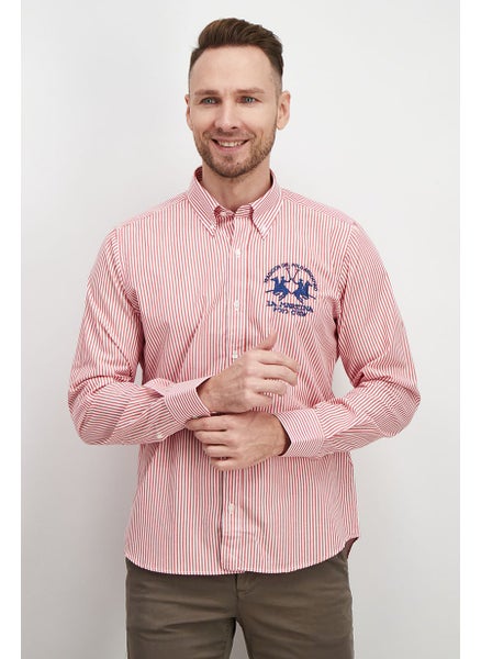 Buy Men Regular Fit Long Sleeve Casual Shirt, Red and White in Saudi Arabia