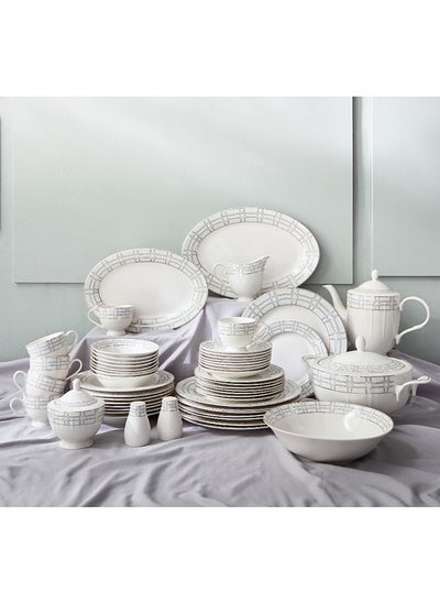 اشتري Vista 60-Piece New Bone China Dinner Set 30.5 x 2.5 x 21 cm في الامارات