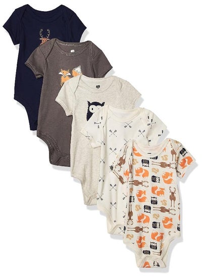 Buy Hudson Baby Unisex Baby Cotton Bodysuits Forest, 3-6 Months in UAE