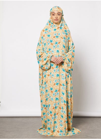 Buy Praying Dress With Floral Prints And With Attached Veil in Saudi Arabia