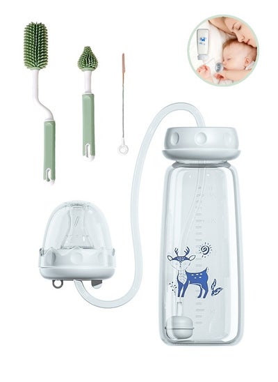 Buy Hands-Free Baby Bottle, Anti-Colic Self Feeding Baby Bottle(240ml), 3 in 1 Baby Bottle Cleaner Brush Set, Detachable & Hangable (Green) in UAE