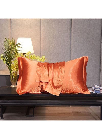 اشتري Soft Breathable Pillow Cover Case Pillow Shams Used for Hair and Skin Smooth Natural Mulberry and Ice Silk 48x74cm Set of 2 في الامارات