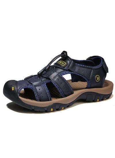 Buy Men's Summer Cowhide Sandals Outdoor Casual Beach Shoes in Saudi Arabia