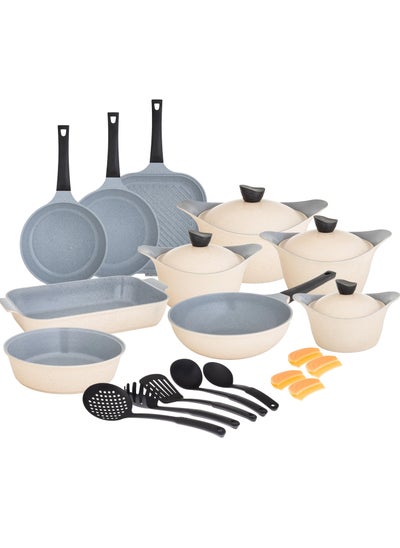 Buy Lahoya Granite Cookware Set 23 Pieces Beige Color in Saudi Arabia