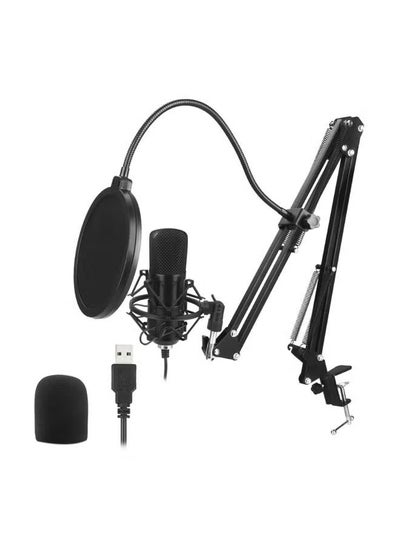 Buy Condenser Microphone USB Recording Microphone for Voice Chat Recording Conference Computer and PC Video Recording (Black) in Saudi Arabia