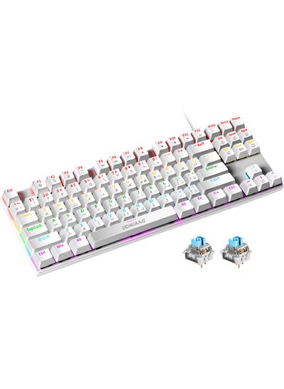 Buy 87 Keys Wired Gaming Keyboard Blue switch mechanical keyboard Hot-Swappable With RGB Backlit in Saudi Arabia