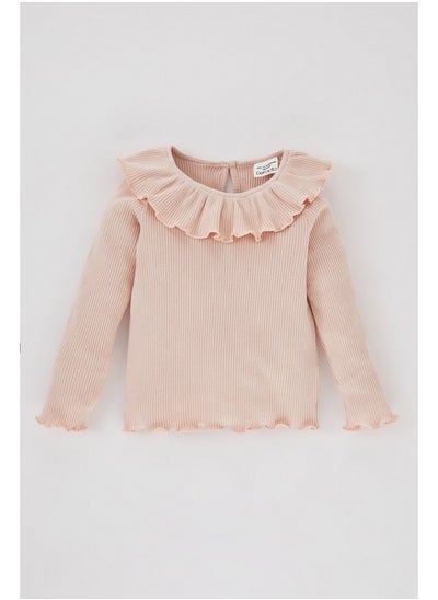 Buy Babygirl Regular Fit Frilled Knitted Long Sleeve T-Shirt in Egypt