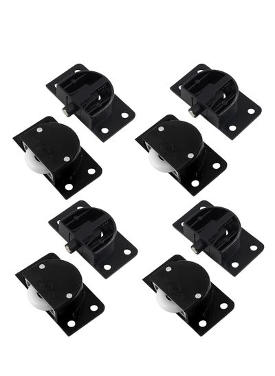 اشتري Sliding Door Pulley Set, Durable Thickened Plastic and Nylon Rollers for Cabinets, Barn Doors, and Wardrobes, Silent Operation, Wear-Resistant, 4 Pairs (Black) في السعودية