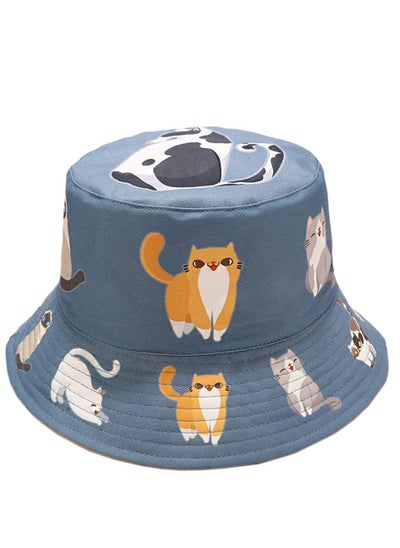 Buy Foldable Cartoon Cat Print Fisherman'S Hat Bucket Sun Hat Youth UV Protection Fisherman'S Hat Can Be Double-Sided Wear Summer Hat Women'S Men'S Sun Hat in UAE