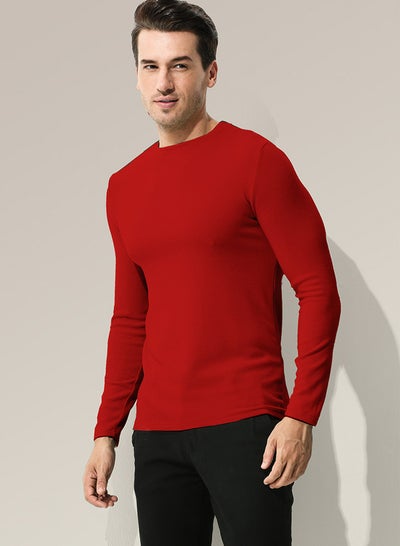 Mens Solid Color Crew Neck Thermal Underwear Shirt Cold Weather