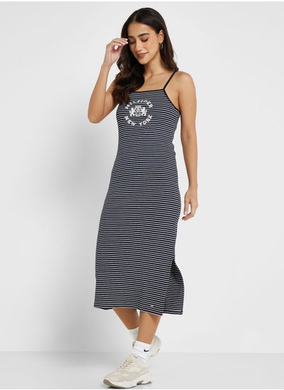 Buy Striped Embroidered Logo Dress in Saudi Arabia