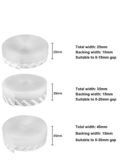 اشتري Door Seal Strip Weather Stripping Weatherstrip for Doors Silicone Rubber Sealing Sticker Sealer Strip Adhesive Insect Proof Gap Sealing  Silicone Rubber Witeh 25mm or 35mm or 45mm Translucence في الامارات