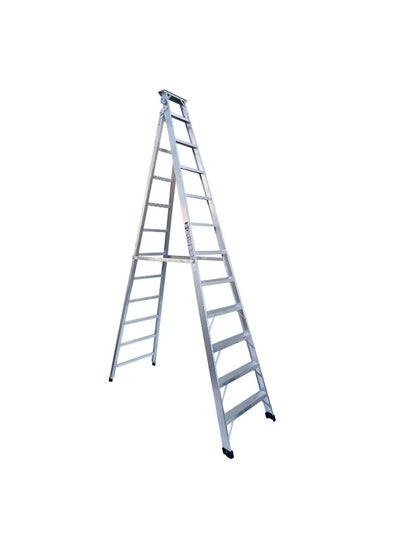 Buy Dual Purpose Aluminum Ladder - Lightweight, Telescoping Ladder for Home, Office & Outdoor Use | 12 Steps Folding Ladder with Anti-Slip Design | Heavy-Duty Multi-Use Ladder | 3.53 Meters in UAE