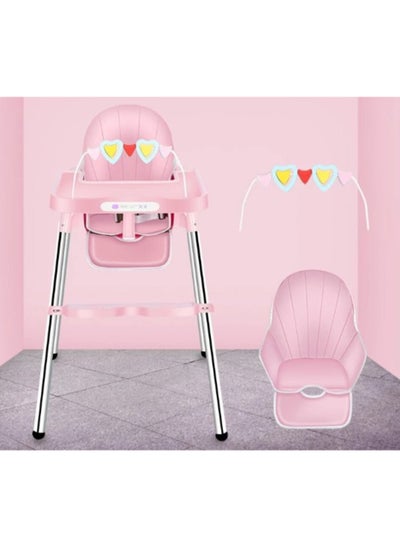 Buy Adjustable Multifunctional Portable Foldable Dining Highchair With Removable Tray-Pink in Saudi Arabia