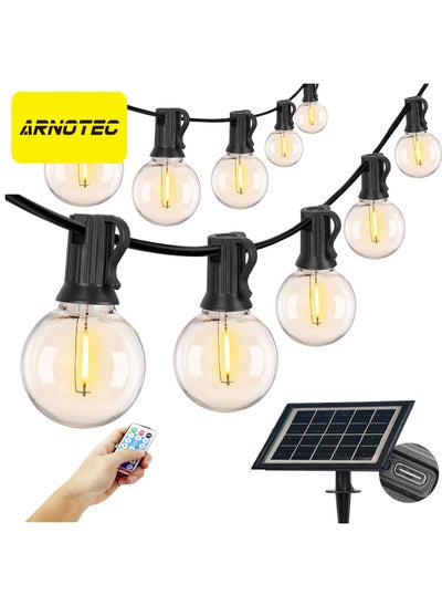 Buy Outdoor Solar Lights, G40 Bulbs, Fairy Lights, 10m, 20 LED Bulbs, Garden Fairy Lights with Remote Control, Light Spacing 40cm - Warm White IP65 Waterproof String Lights, Garden Holiday Decoration Lights in UAE