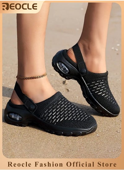 Buy Women's Sandals Air Cushion Platform Mesh Sandals Lightweight Sneaker Mules Sandals Summer Breathable Beach Shoes Outdoor Slippers Walking Sandals in Saudi Arabia