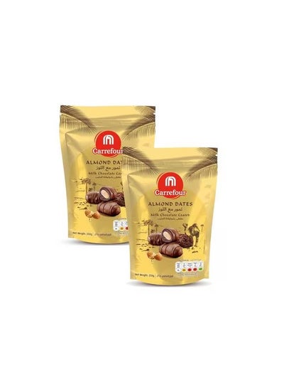 Buy Almond Dates With Milk Chocolate Coated 250g Pack of 2 in UAE