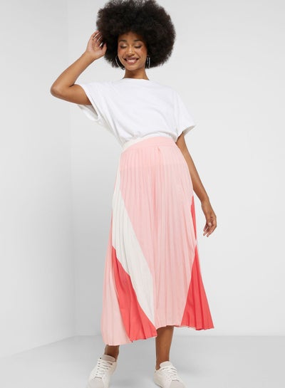 Buy Colorblock Pleated Skirt in UAE