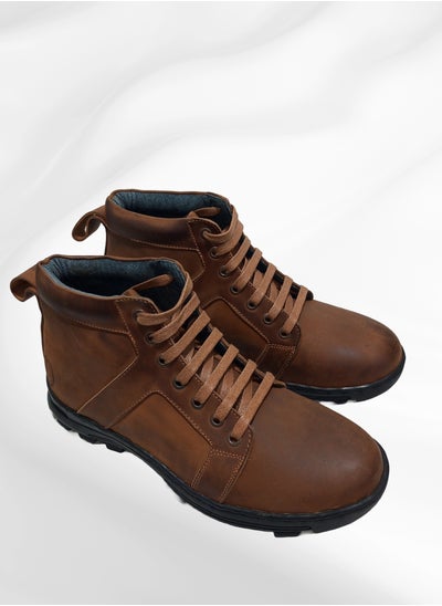 Buy Hazel chukka lace-up boots made of genuine natural leather and a heavy toe sole in Saudi Arabia