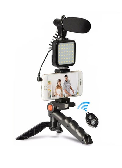 Buy Vlogging Live Streaming Kit With Microphone Tripod Black in UAE