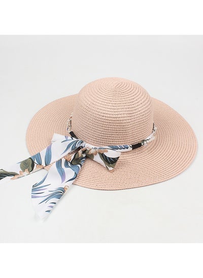 Buy New Hat Children's Fashion Print Ribbon Beach Sunshade in UAE