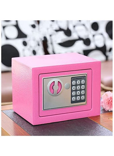 اشتري Deluxe Electronic Money Safe Box Digital Security Mini Safe Box with Key and Pin Code Option Keypad Lock For Home Office Hotel Business Jewelry Cash Use Storage Money Box (Pink)23*17*17cm في السعودية