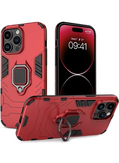 Buy iPhone 15 Pro Case, Built-in 360° Rotate Ring Kickstand, Military Grade Shockproof Test, Heavy Duty Shockproof Protective Case Cover for Apple iPhone 15 Pro Red in UAE