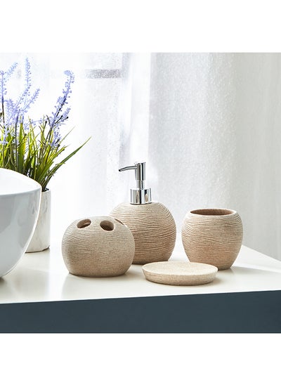 Buy Earthy Elegance 4-Piece Bathroom Set 10.5 x 16 x 10.5 cm in UAE