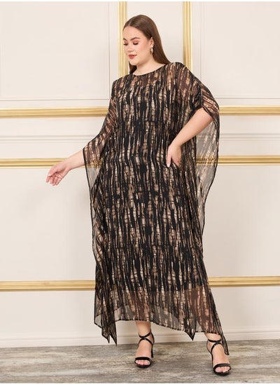 اشتري Plus Tie and Dye Print Kaftan Maxi Dress في السعودية