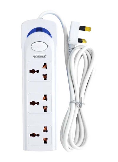 اشتري Unipower Power Strips Ex-1242 Extension Cord with 3 way Outlets with switch, Universal Plug Adapter, Charging Socket with 3 meter Extension Cord (White) في الامارات