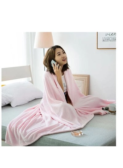 Buy Fleece Flannel Blanket Soft Warm Skin-Friendly Flannel Solid Color Bedding Supply For Winter Home Blankets For The Couch 230x200 in UAE