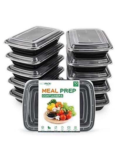 Buy Microwave Containers 32Oz With Lids 1 Compartment Plastic Food Storage Containers Lunch Pack Of 10 in UAE