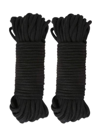 Buy 2Pack 10 M/33 Feet 8 MM All Purpose Rope Soft Cotton Rope Cord Thick Cotton Twisted Cord (Black) in UAE