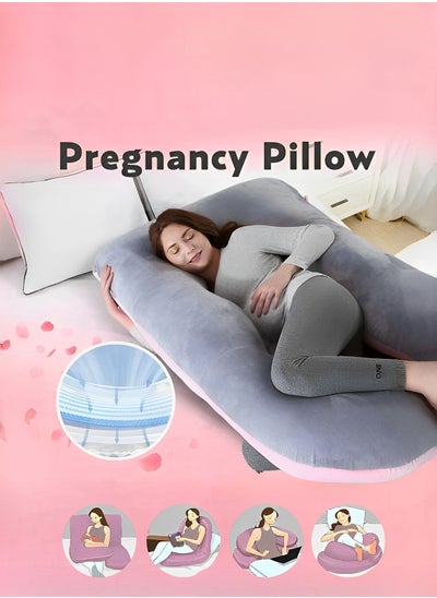 Buy Pregnancy Pillows for Sleeping, G-Shaped Full Body Maternity Support Pillow, with Removable Cover, Support for Back, Legs, Belly for Pregnant Women, Pregnancy Pillow for Women(Grey+Pink) in Saudi Arabia