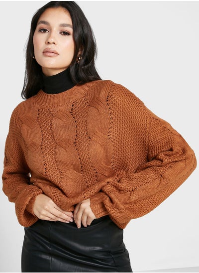 Buy Cable Pattern Detail Sweater in UAE