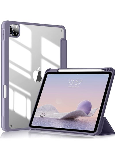 Buy Case Cover For Apple iPad Pro 11 inch (2022/2021/2020/2018) Generation with Pencil Holder, [Support Apple Pencil Charging and Touch ID], Clear Transparent Case with Auto Wake/Sleep in UAE