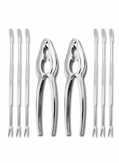 اشتري 8 Pieces Seafood Tools Set Crab Crackers Nut Cracker Forks في الامارات