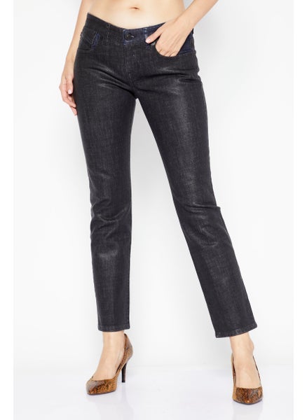 اشتري Women Slim Fit Plain Stretchable Denim Jeans, Black في الامارات