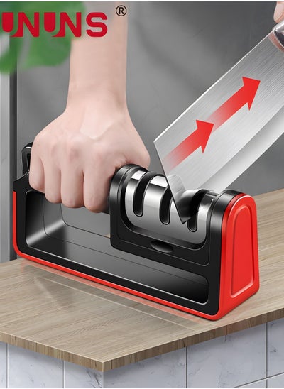 Buy Kitchen Knife Sharpener,Non-slip Base And Ergonomic Design,3-stage Detachable Knife Sharpener Helps Repair,Restore,Polish Blades And Cut-Resistant in UAE